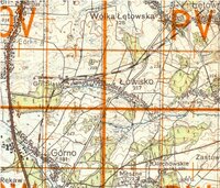 Nieistniejąca już linia kolejowa Łętownia-Łowisko-Górno na niemieckiej mapie z 1944 r.